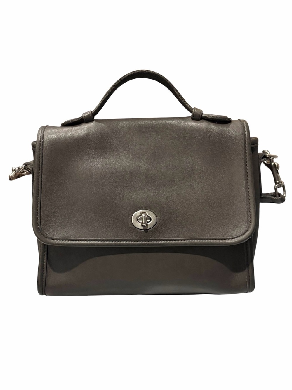 VINTAGE COACH GRAY LEATHER COURT TOP HANDLE CROSSBODY BAG 9870
